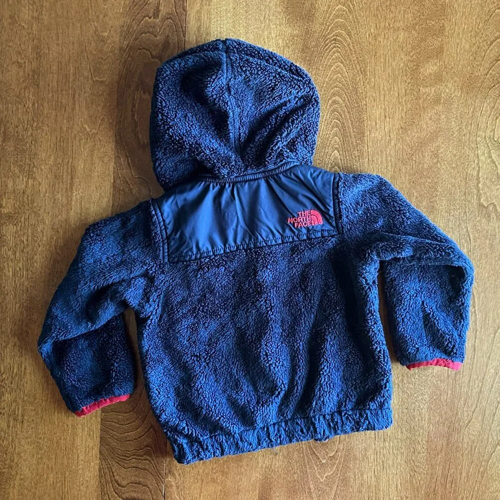 The North Face navy/red plush fleece hoodie 12-18m